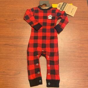 NWT Lazy One Infant Flapjack plaid bear cheeks.